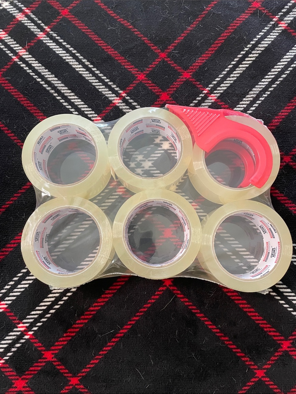 Clear Packing Tape 6-Pack with Red Dispenser